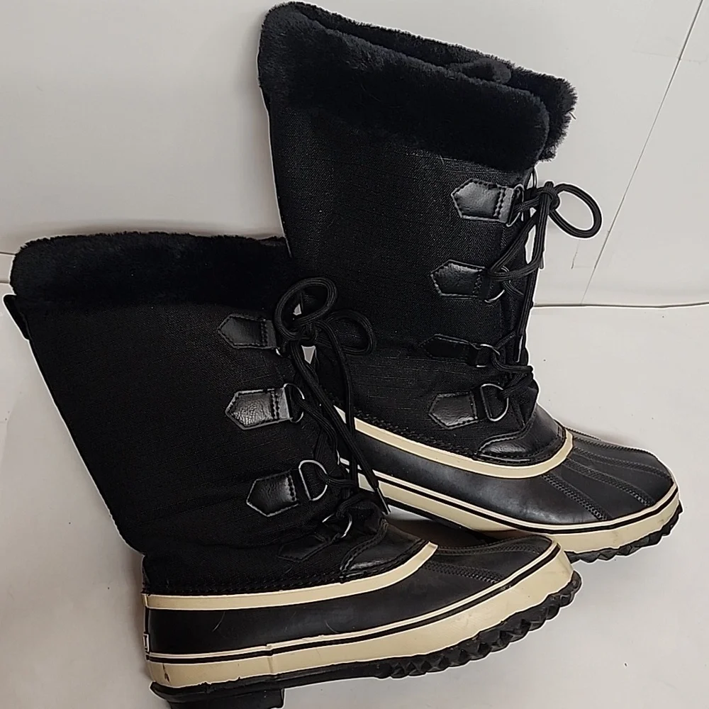 JBU Snowy Soft Faux Fur Sz 8M Women's Black Winter Boots